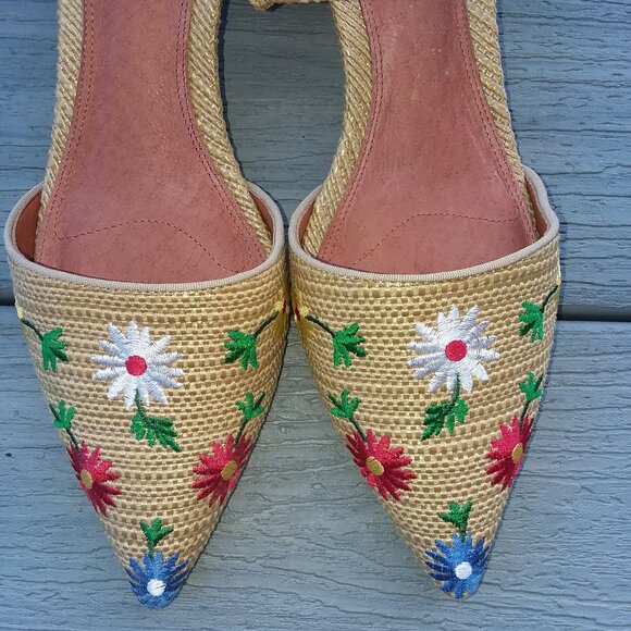 Embroidered Raffia  Mary-Jane shoes - Picture 1 of 5